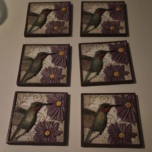 Vintage Russ Berrie Hummingbird Magnetic Tiles Six 4 X 4